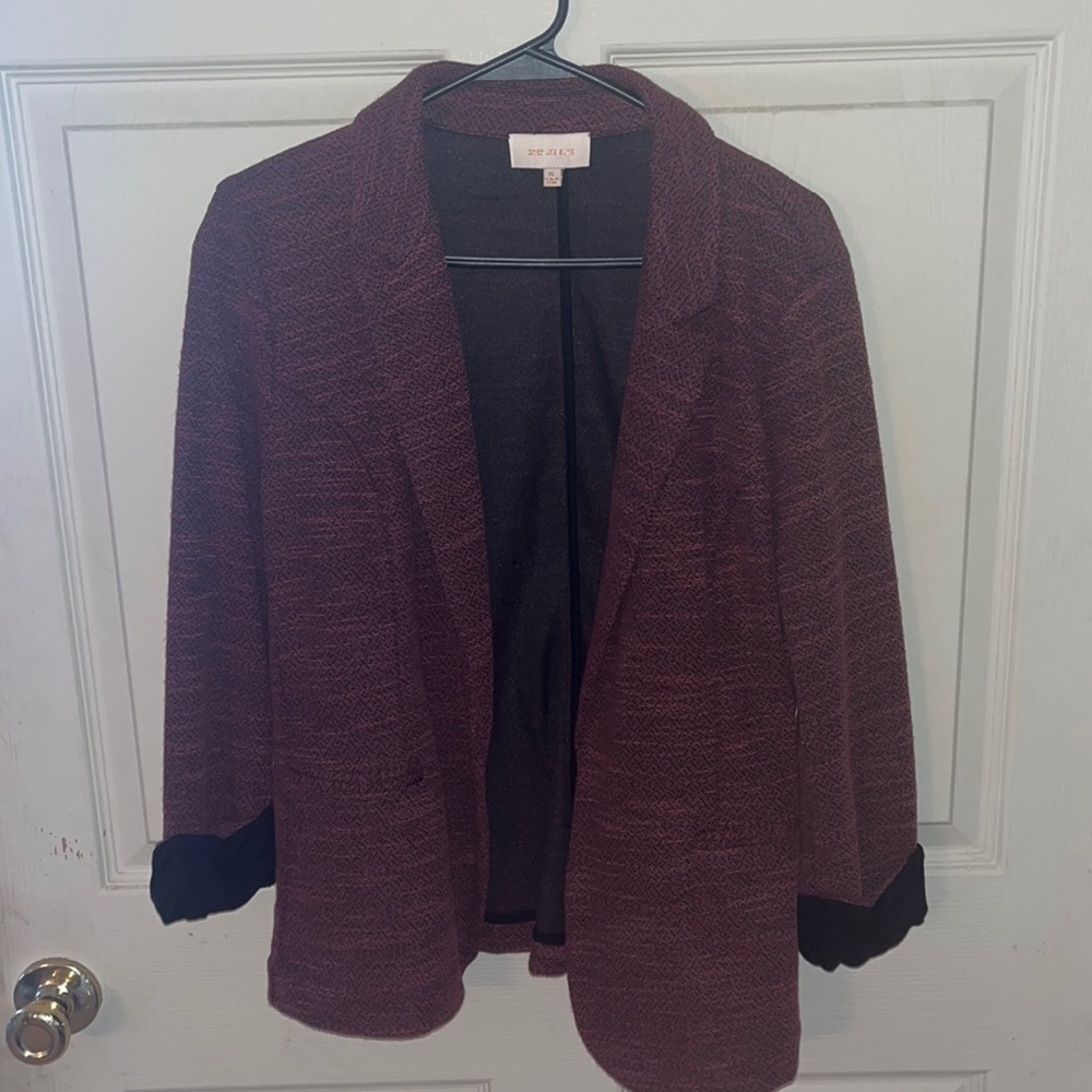 Maroon Knit blazer 3/4 sleeves
